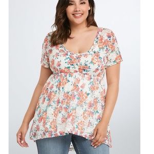 Torrid Floral Lace Babydoll Top